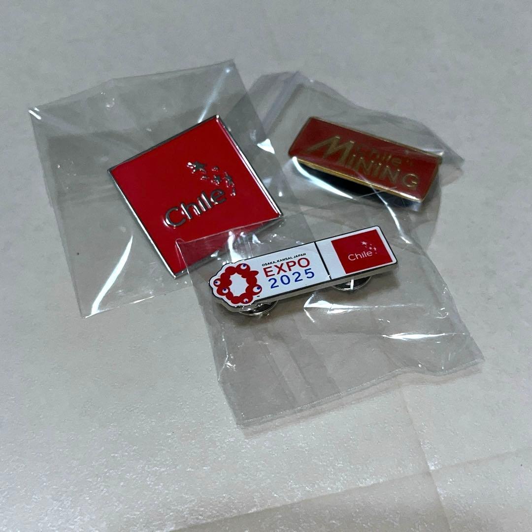 【非売品】大阪関西万博　チリパビリオン　ピンバッジ3個セット
