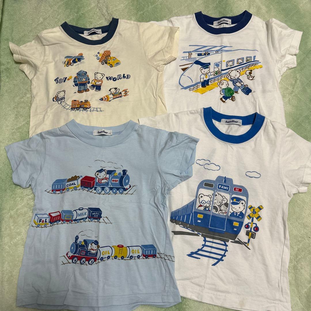 ファミリア　110 半袖　Tシャツ　電車　新幹線　鉄道　おはなしTシャツ