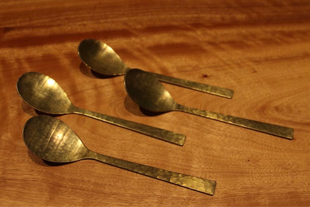 有次　真鍮 打ち出し　スプーン4本セット