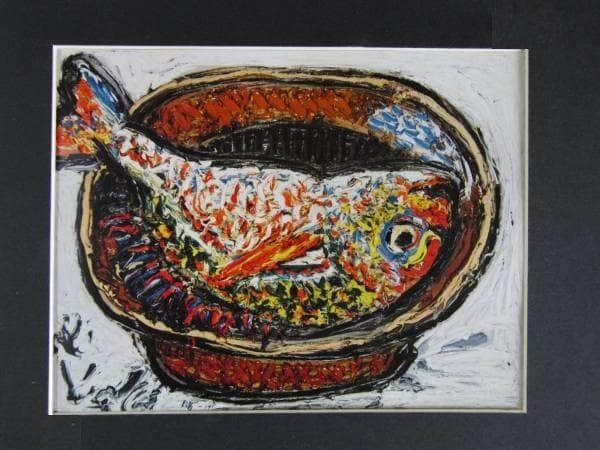 梅原龍三郎、【鯛】、希少な大判額装用画集より、美品、日本人画家