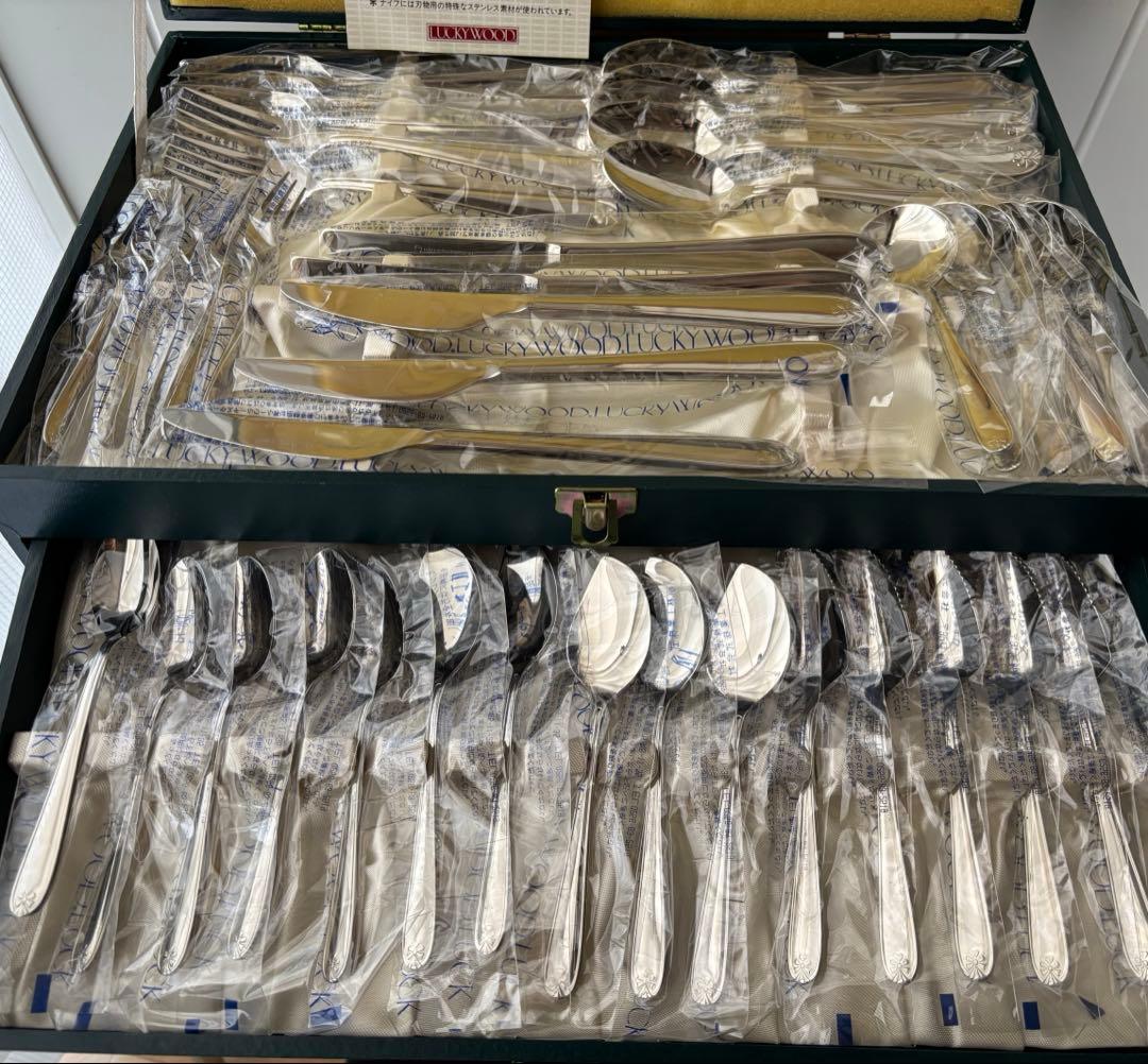 Blossom様専用ラッキーウッド カトラリーセット ステンレススチール 40点