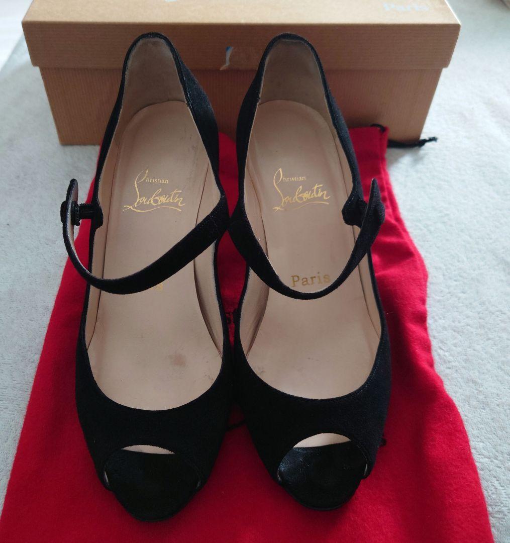 Christian Louboutin ブラック オープントゥパンプス Christian Louboutin(クリスチャンルブタン)ルブタンブラックオープン