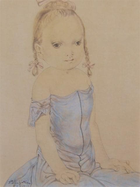 藤田嗣治【JEUNE FILLE A LA ROBE BLEUE】