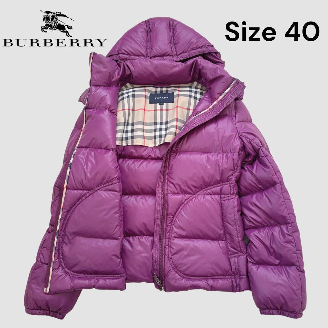 バーバリーロンドン ノバチェック ダウンジャケット レディース40 L パープル