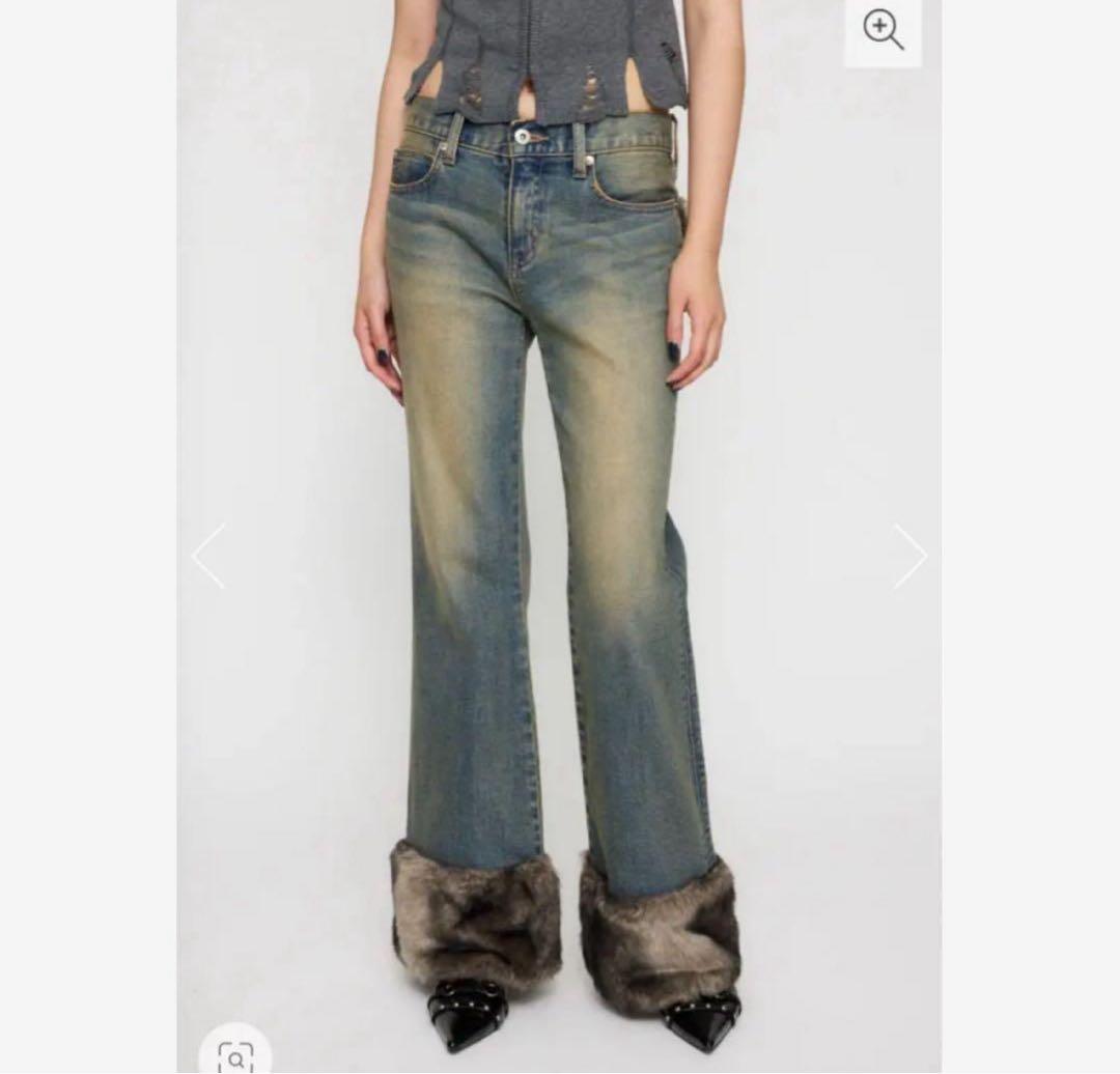 新品 LAGUA GEM FAUX FUR フレアデニム 24inch