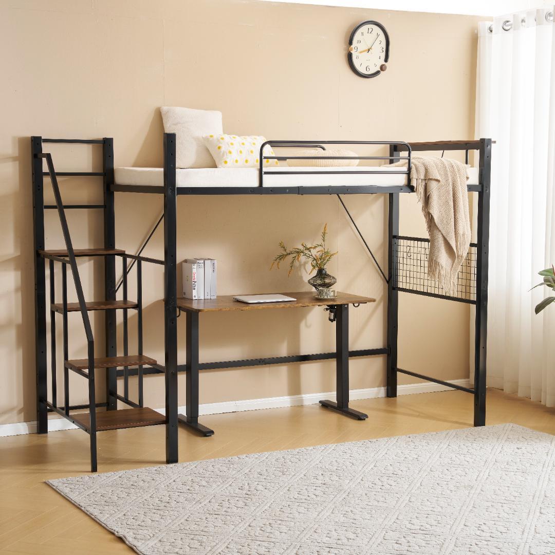 赤字価格！コンセント付きシステムベット(S)スチール 耐震　BLACK