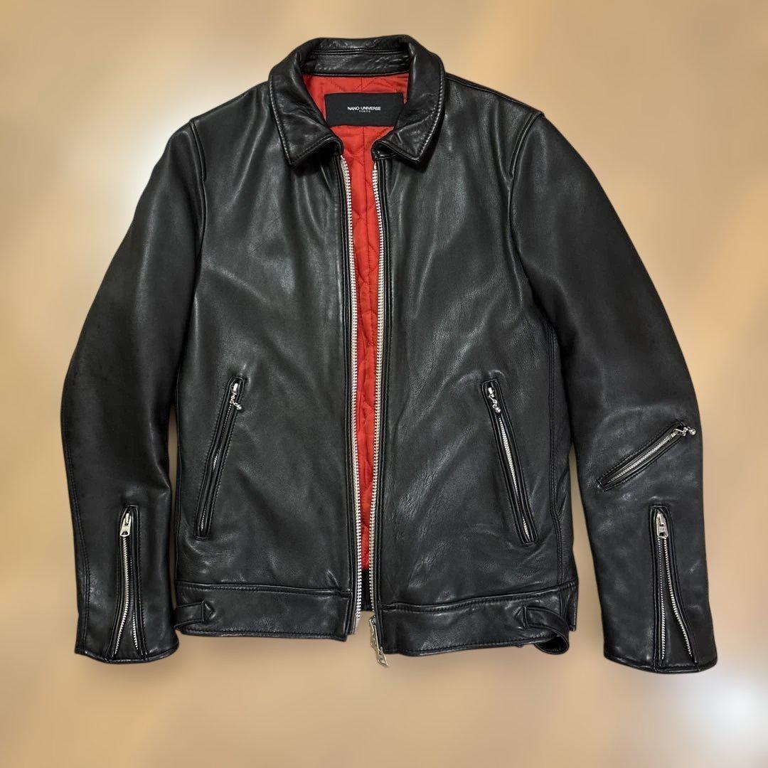 ナノユニバース ライダースジャケット NANO universe（ナノ・ユニバース） 革ジャン ライダース WEB限定