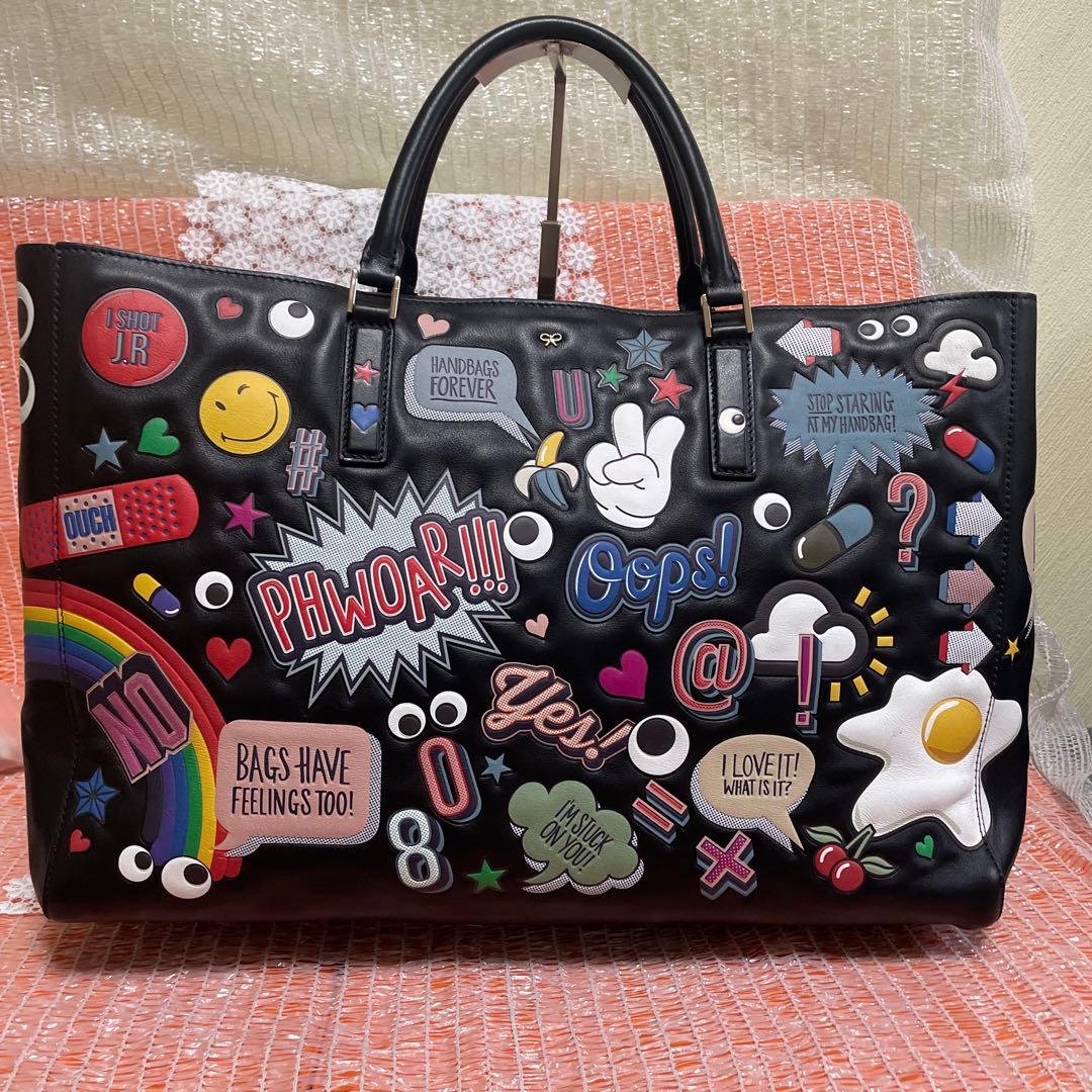 超美品アニヤハインドマーチ　ステッカーズトートバッグ