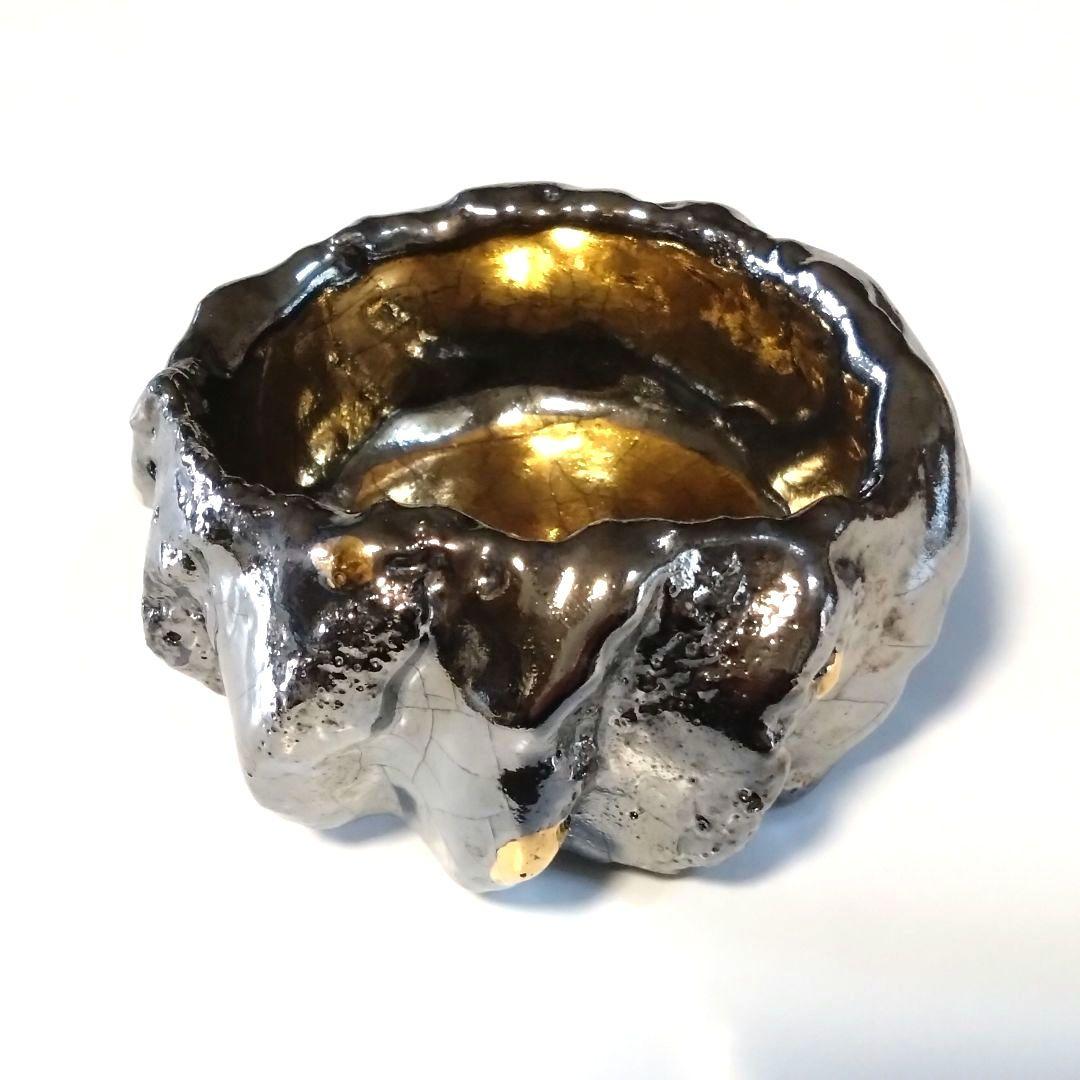 市川透　VANISHING POINT　ぐい呑　金銀　備前　ゴールド　シルバー