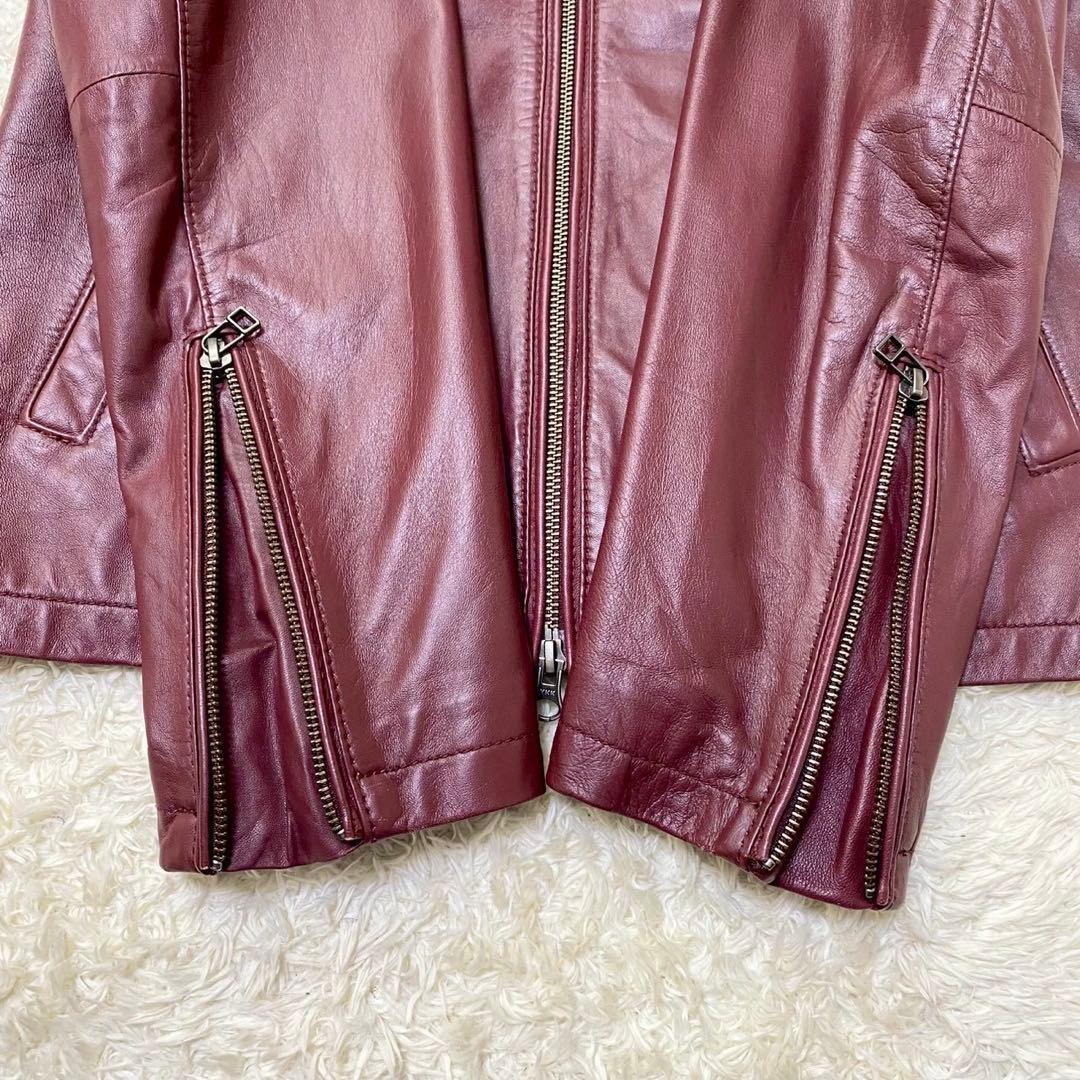美品✨ メンズビギ ラムレザー シングルライダースジャケット ボルドー
