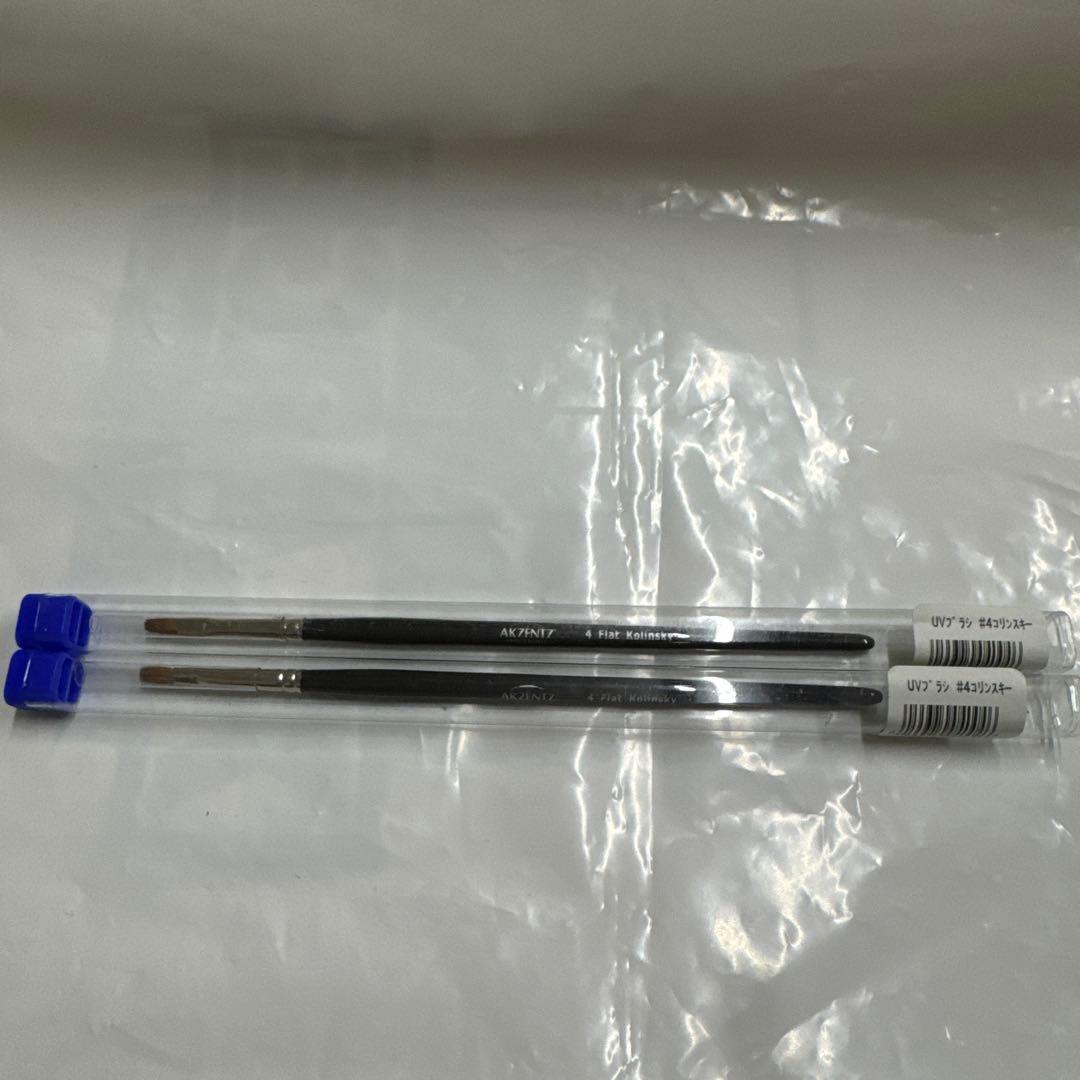 【2本セット】AKZENTZ #4 Flat Kolinsky UVネイルブラシ