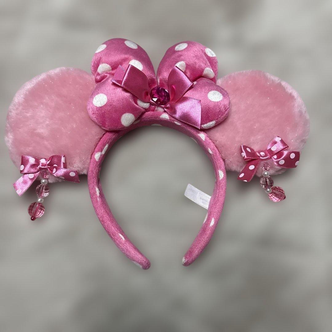 ディズニー カチューシャ イヤリング ピンク ミニー リボン　水玉