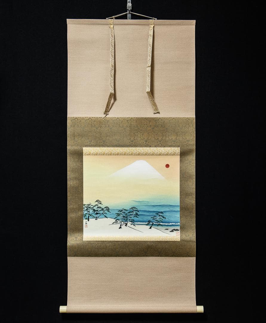 掛軸-1223　横山大観　日乃出富士　彫師：遠藤光尚　摺師：伊藤智郎　工芸作品