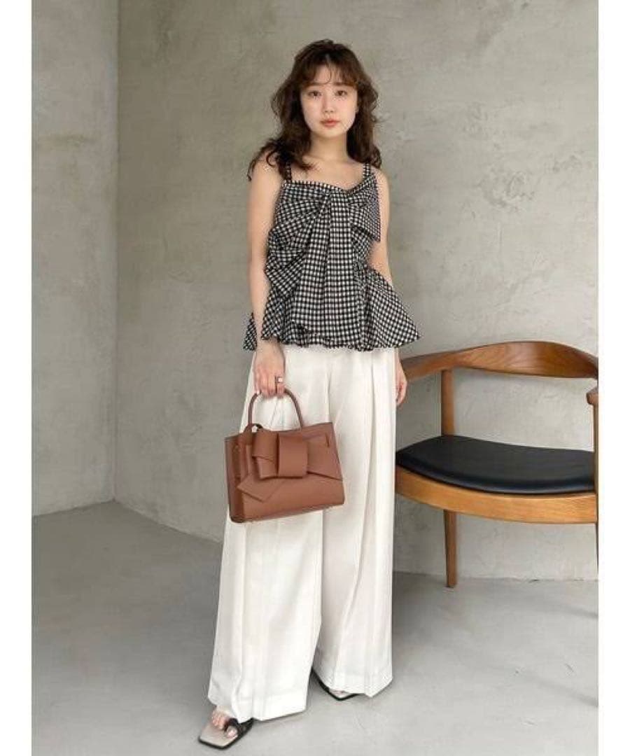 タグ付きFRAY I.D ペプラムリボントップス