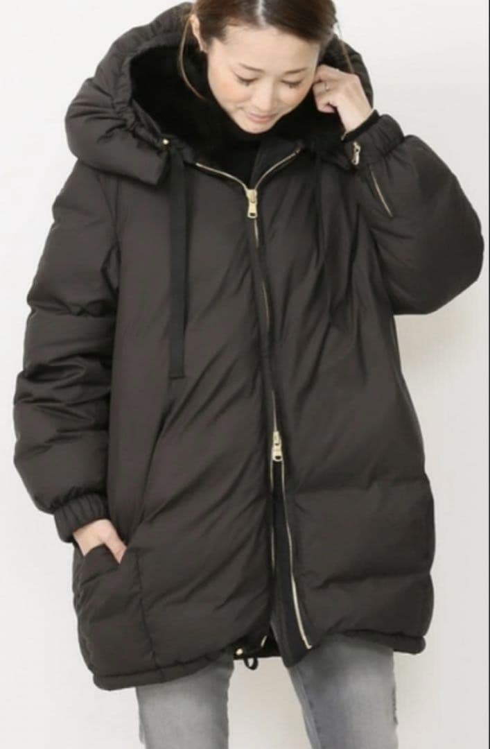 美品　ドゥーズィエムクラス　コクーン フードダウン ブラック　黒