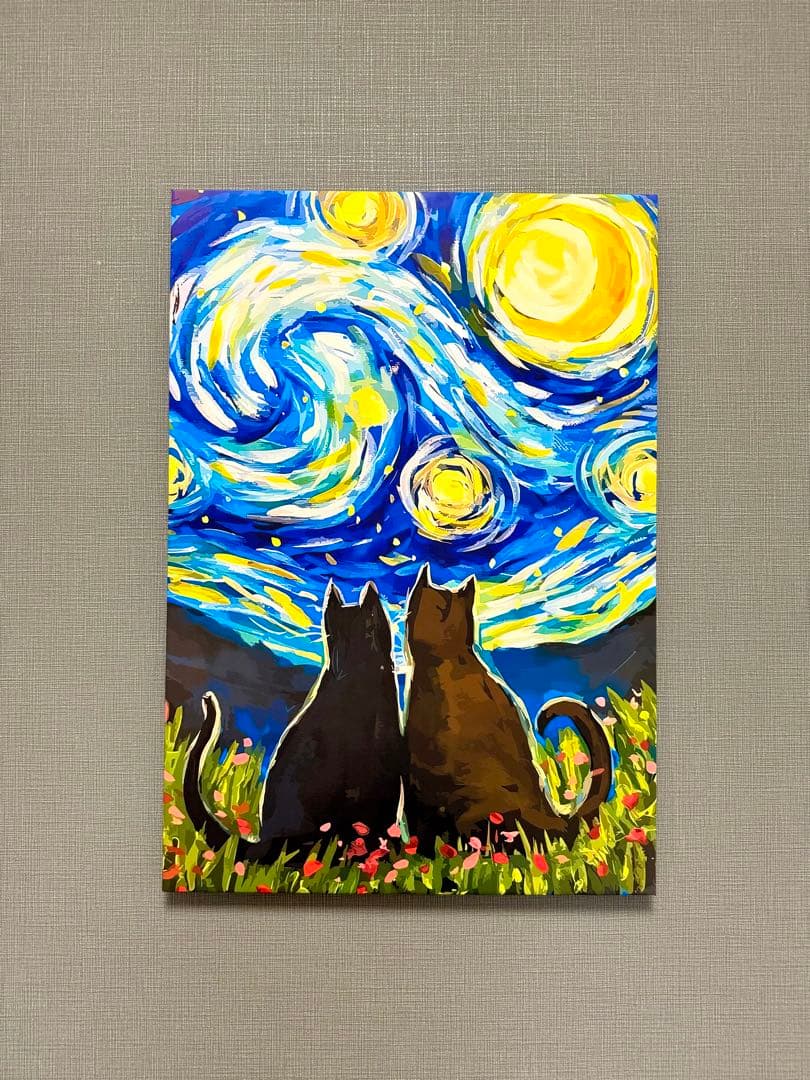 No.218木枠付きキャンバスアート　ゴッホ　星月夜　オマージュアート