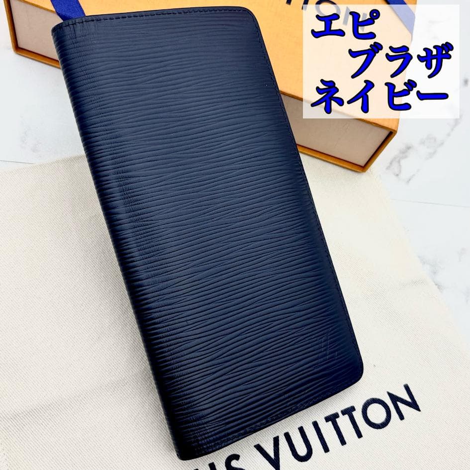 【極美品・新型】ルイヴィトン　エピ　ポルトフォイユブラザ　ブルーマリーヌ 極美品】新型モデル LOUIS VUITTON ルイヴィトン エピ ポルトフォイユ