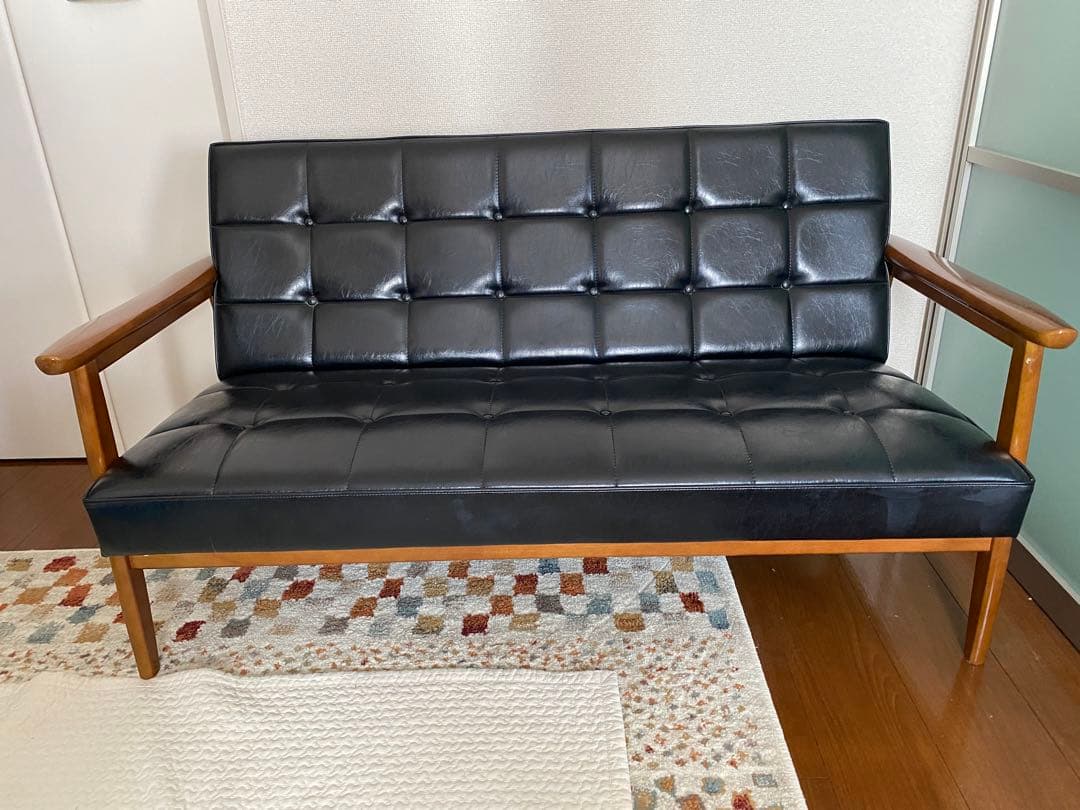 【美品】カリモク60 Kチェア2シーターソファ ブラック　限定50周年復刻ロゴ