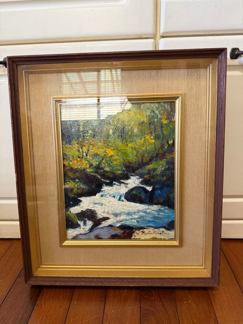 123.「急流の奥入瀬」髙橋一善 油絵