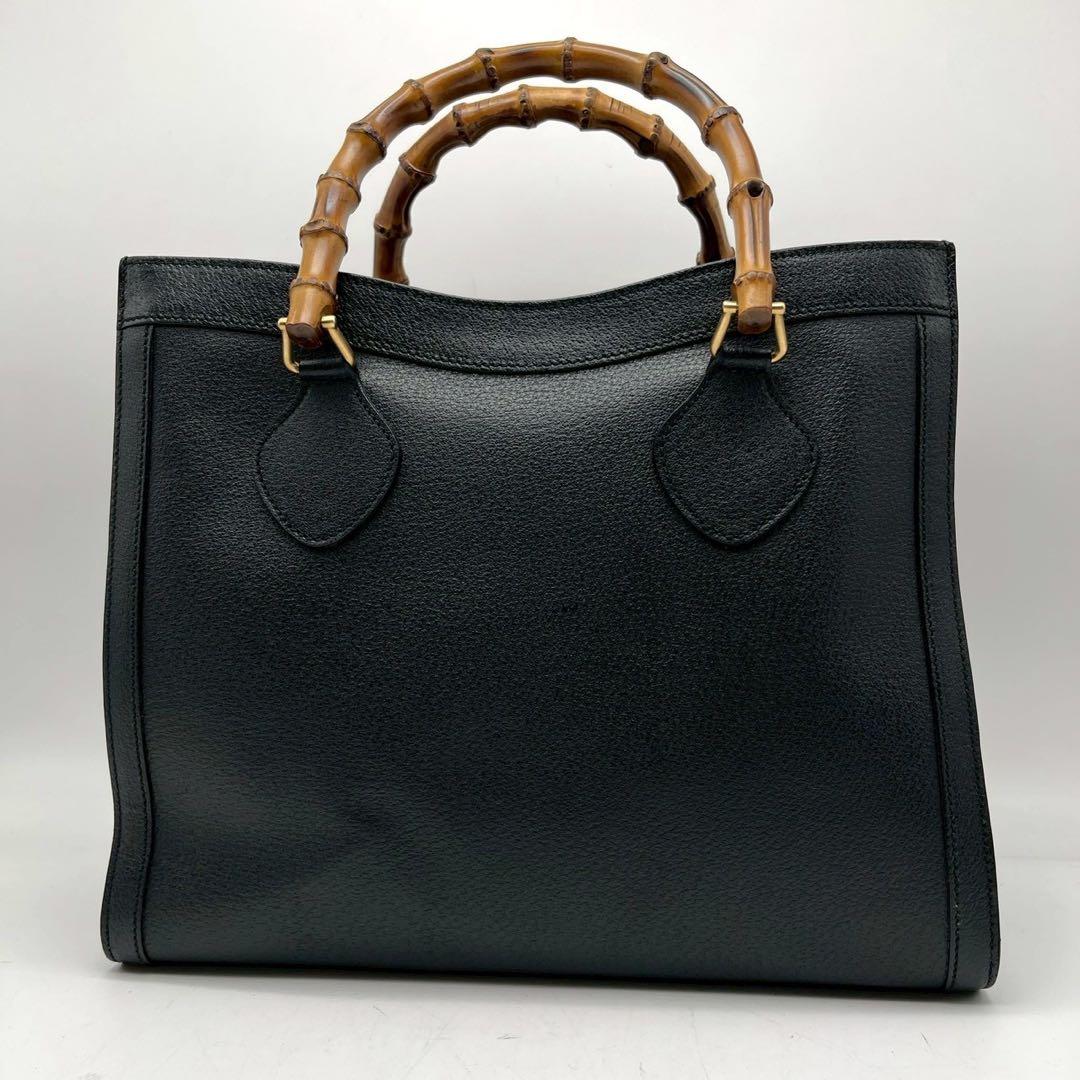 グッチ　ダイアナ ラージ トートバッグ　バンブー レザー ブラック