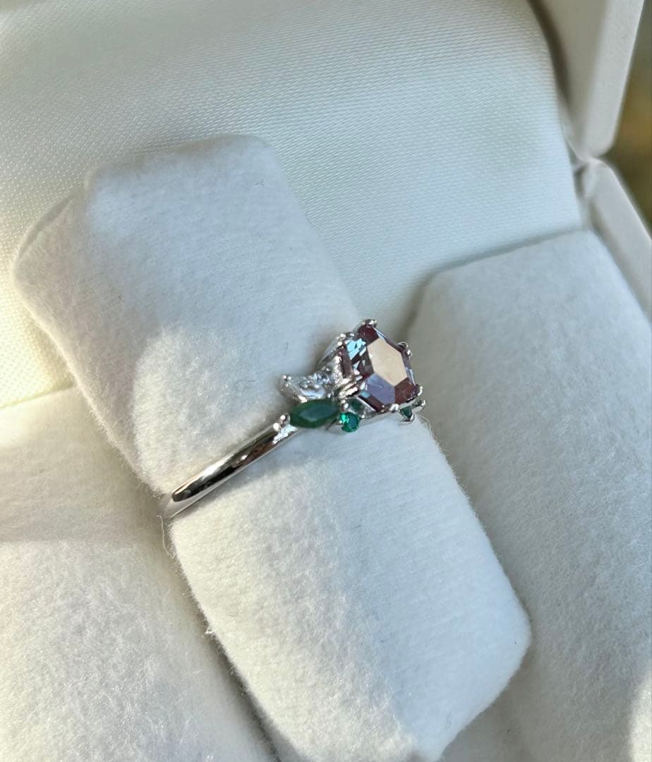 未使用◇アレキサンドライト＆モスアゲートリング 約11号 - メルカリ