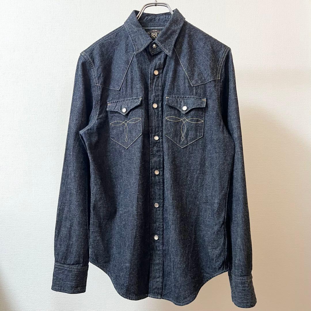 【美品】RRL コンチョボタン デニムウエスタンシャツ