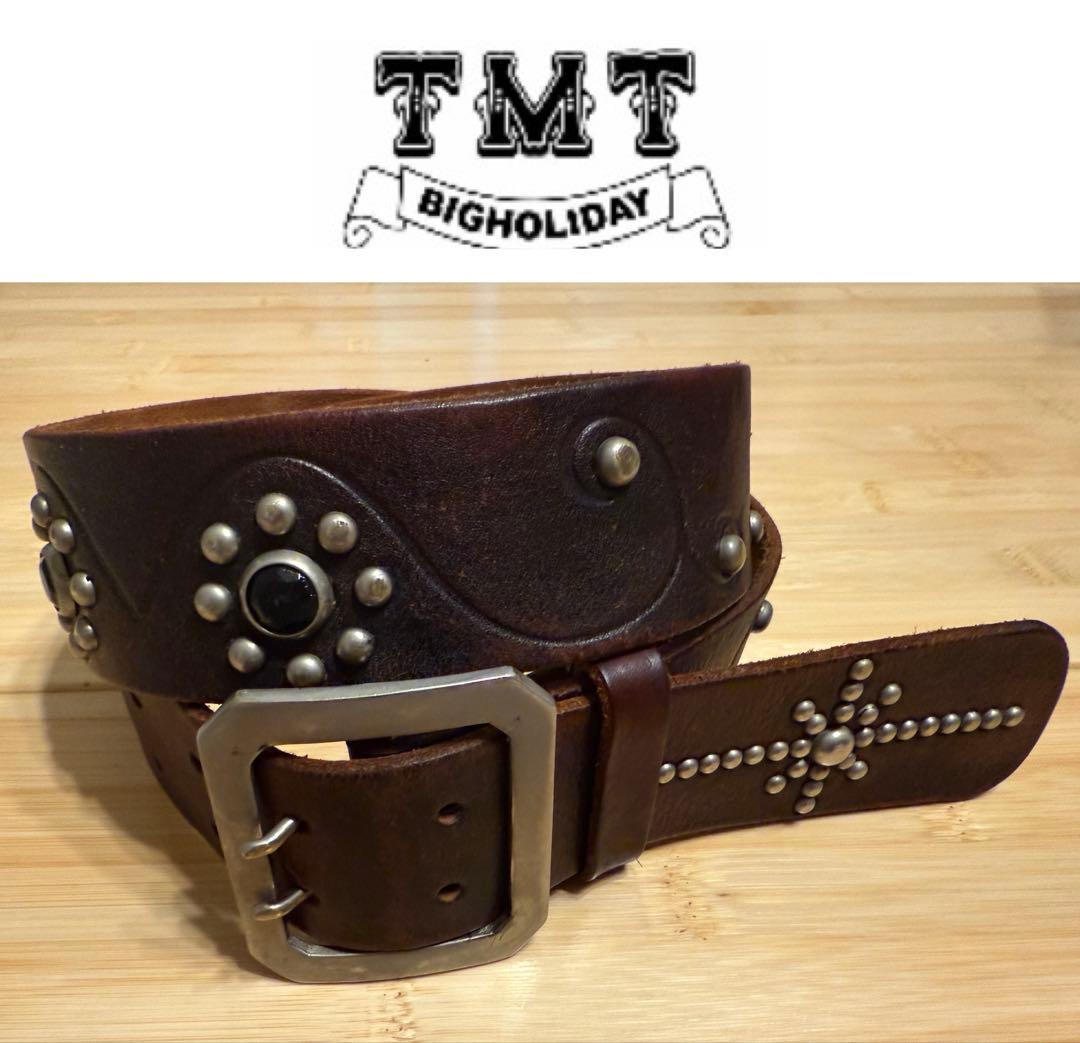 ⭐️TMT⭐️フラワースタッズ⭐️ブラックストーン⭐️ブラックレザー(茶芯)⭐️M