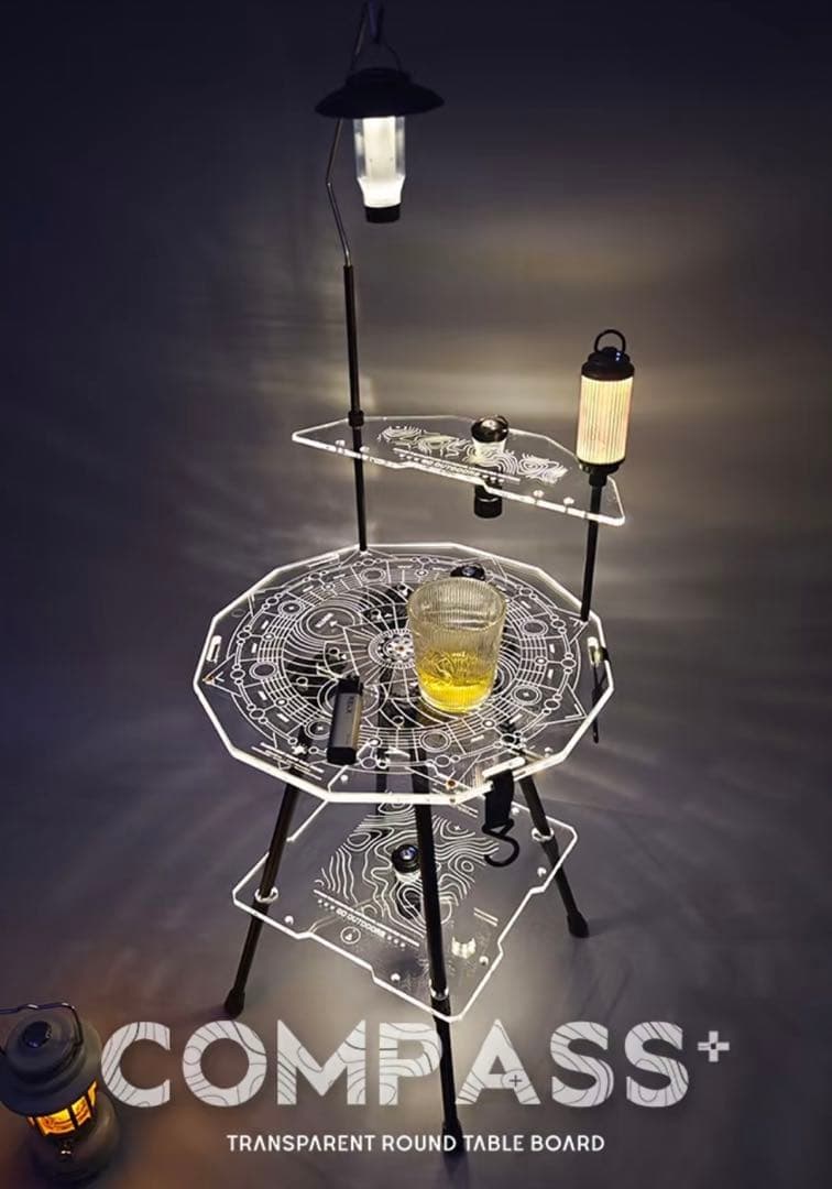 サイドテーブルスケボー　アクリル アウトドア キャンプ　IGTテーブル　収納付き