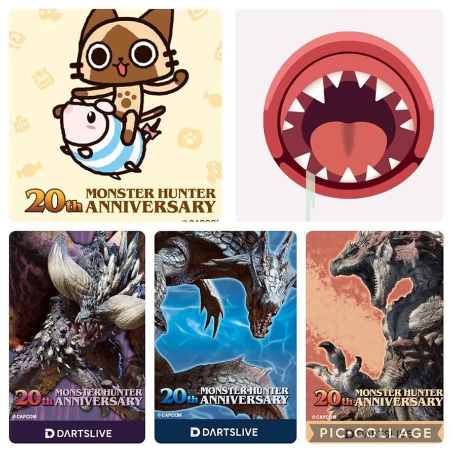 モンスターハンター コラボ20周年 ダーツライブカード 5枚セット