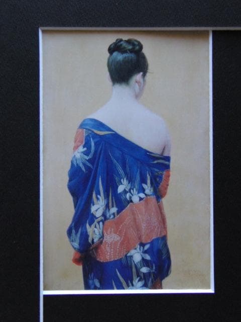 岡田三郎助、【あやめの女】、新品高級額 額装付、年代物・希少画集画