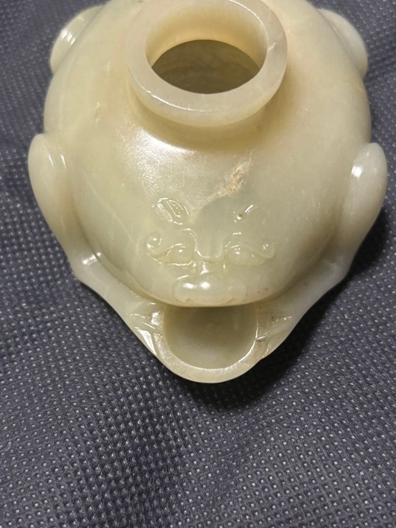 中国古美術品　清の時代　和田青白玉 砡　水滴　水盂 蘇工　349g 中国古美術品 清の時代 和田青白玉 砡 水滴 水盂 蘇工