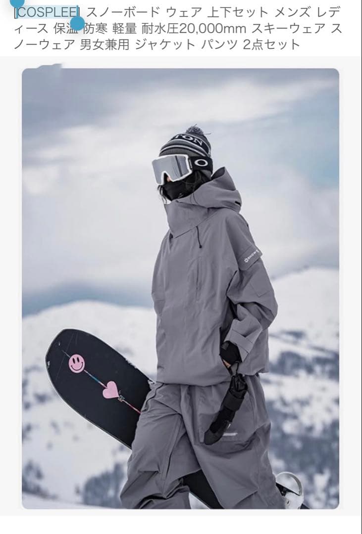 スノーボードウェア 上下セット グレー ACTLEIS（アクレイス） スノーボードウェア スキーウェア メンズ 上下