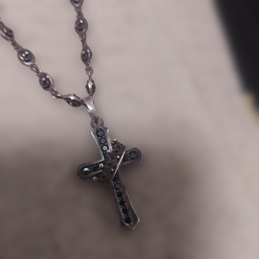 ジャスティンデービスシルバー十字架ネックレス ケース付き トップ+