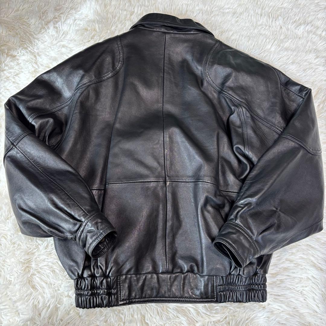 vintage】羊革 本革ラムレザーシングルライダースジャケット ブラック