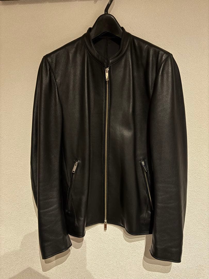 【サイズ３・STUDIOUSブラック レザー シングルライダースジャケット】