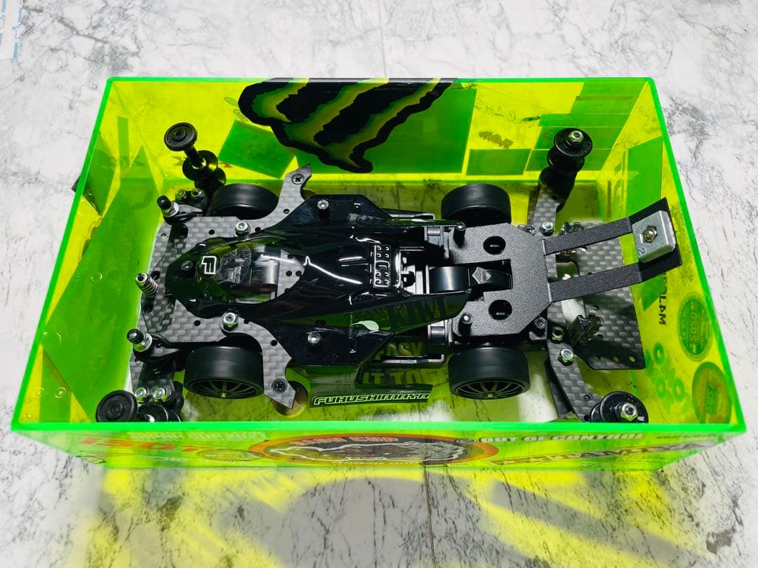 ミニ四駆スギヤマ式フレキ鳥居残しV字カット 前後1軸ATスラダン