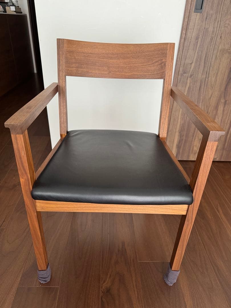 【美品】SOLIDロングアームチェア SDC01 本革ウォールナット天然