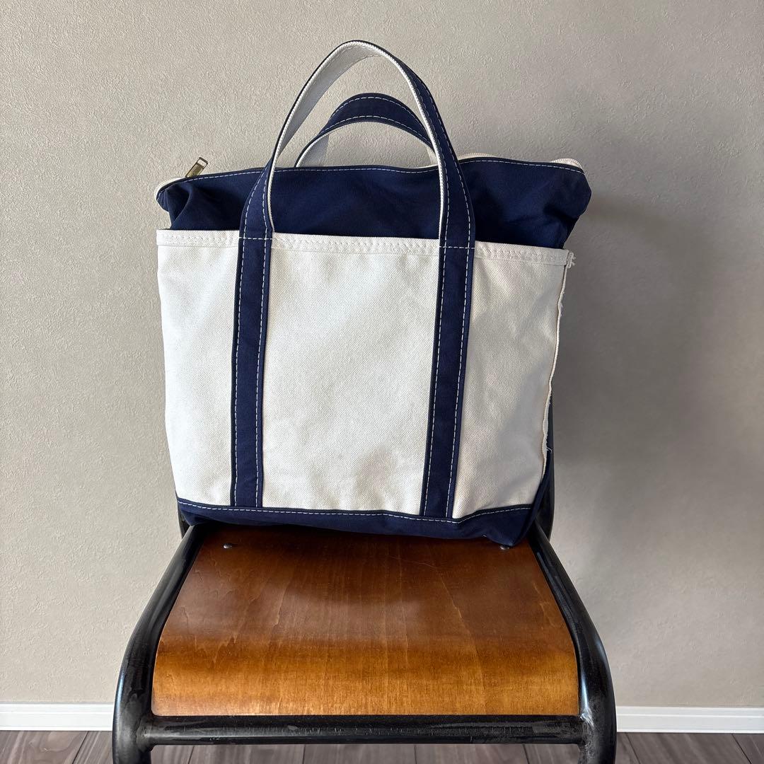 エルエルビーン　ボートアンドトート　ネイビー　ジップトップ　ミディアムサイズ