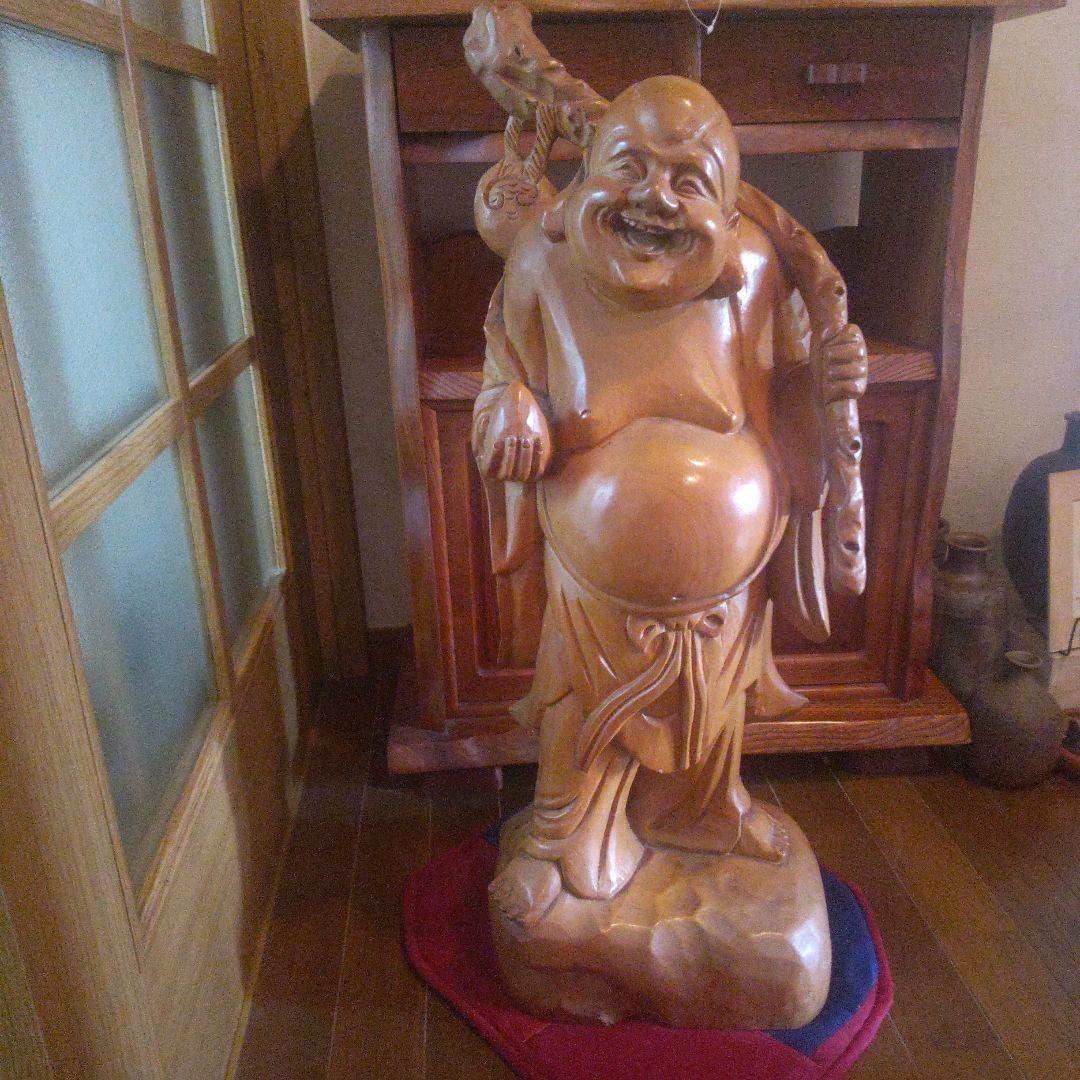 木彫 大黒天 置物 七福神 三木作 高さ約76cm 重量約12kg 補修箇所あり
