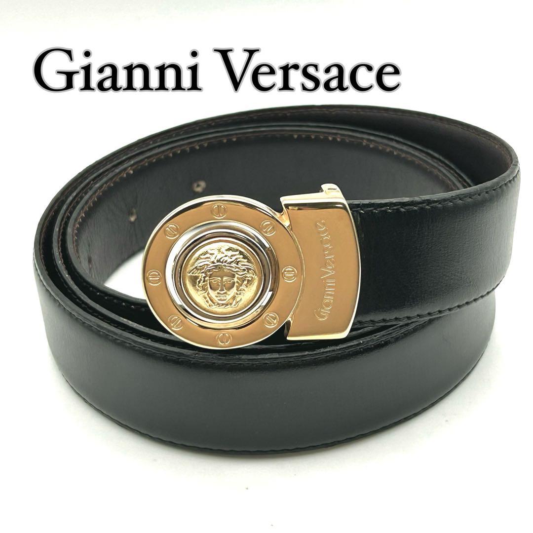 【美品】ジャンニ・ヴェルサーチ バックル ベルト ブラック レザー 中古・古着通販】GIANNI VERSACE (ジャンニ・ヴェルサーチ) メデューサ