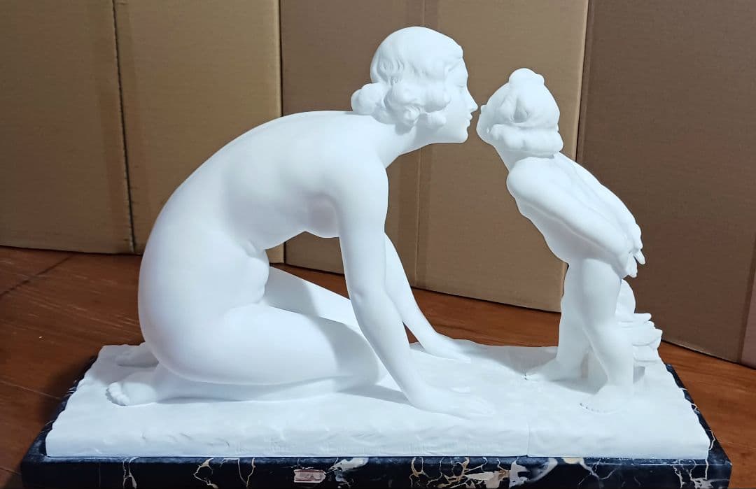 ウンベルト スティアチーニ 母子裸像 アラバスター 19~20世紀 イタリア製