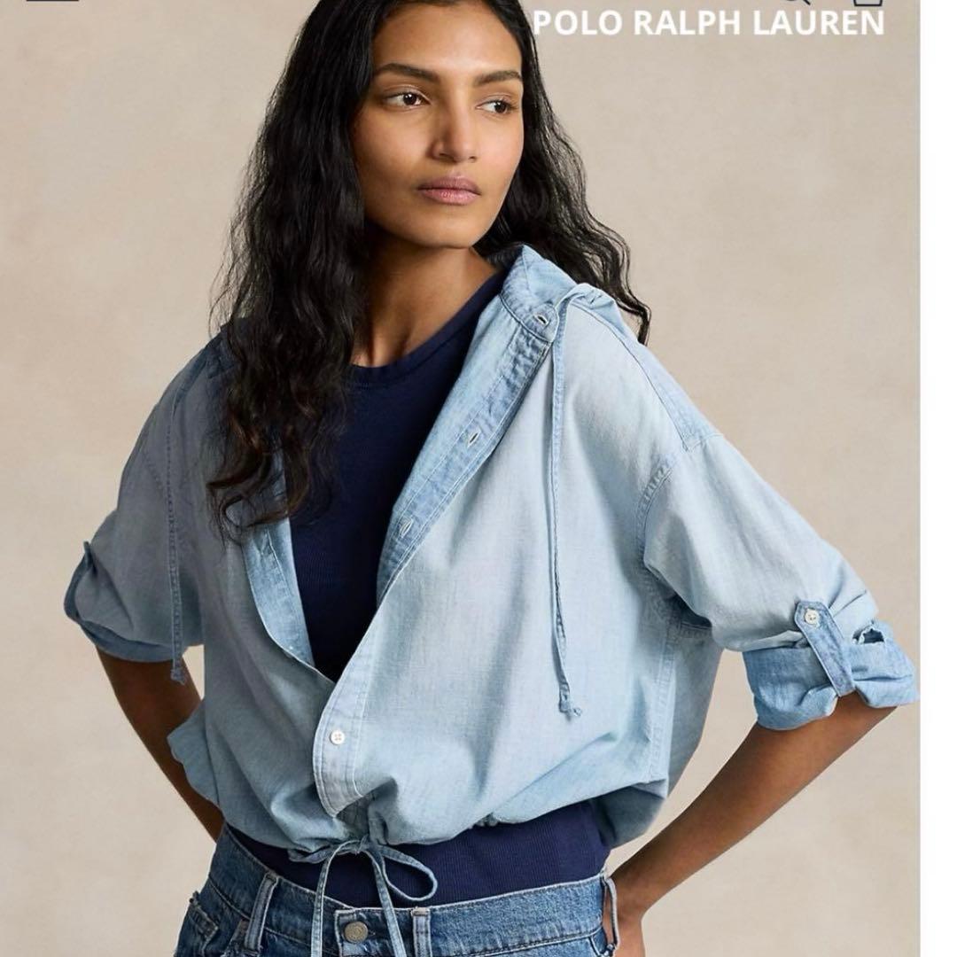 ポロラルフローレン ドローストリングシャンブレー フーデッドシャツ 2WAY