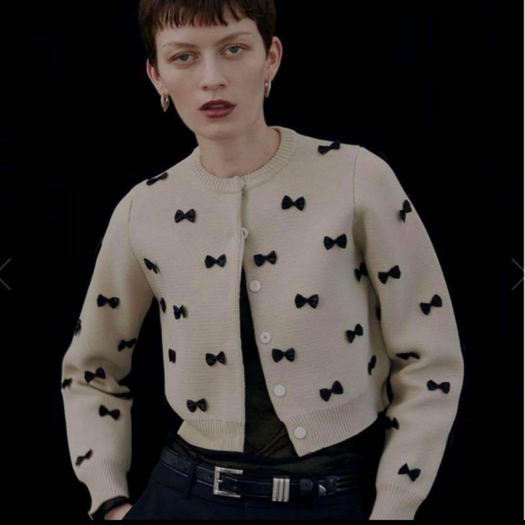 トップス Ameri vintage MANY RIBBON SHORT KNIT TOP