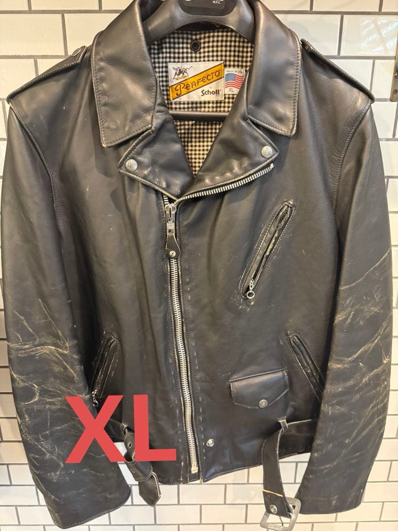 極美品Schott パーフェクト 70 ビンテージ ライダース7575 XL
