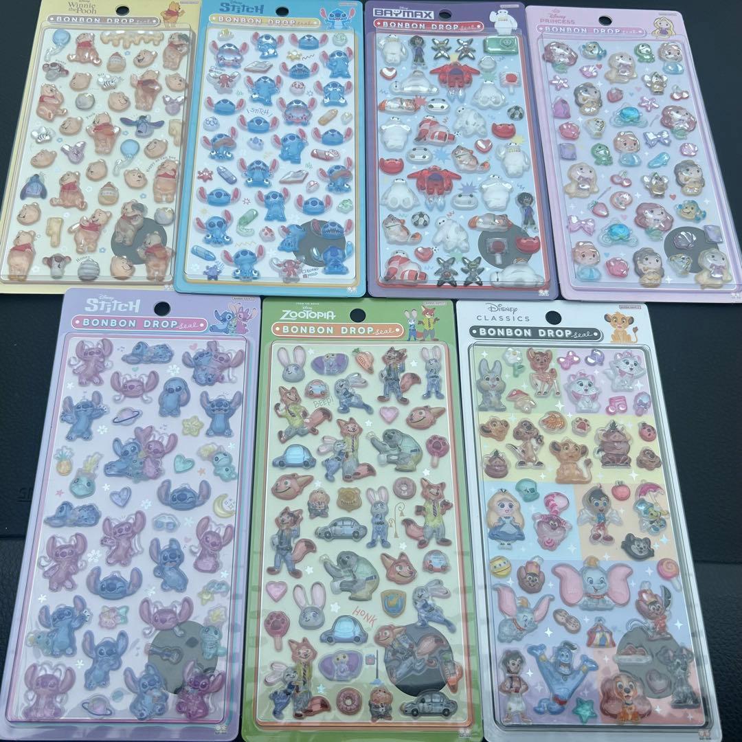 【正規品】ディズニー ボンボンドロップシール 7枚セット サンスター文具 正規品 ボンボンドロップシール mini ディズニー