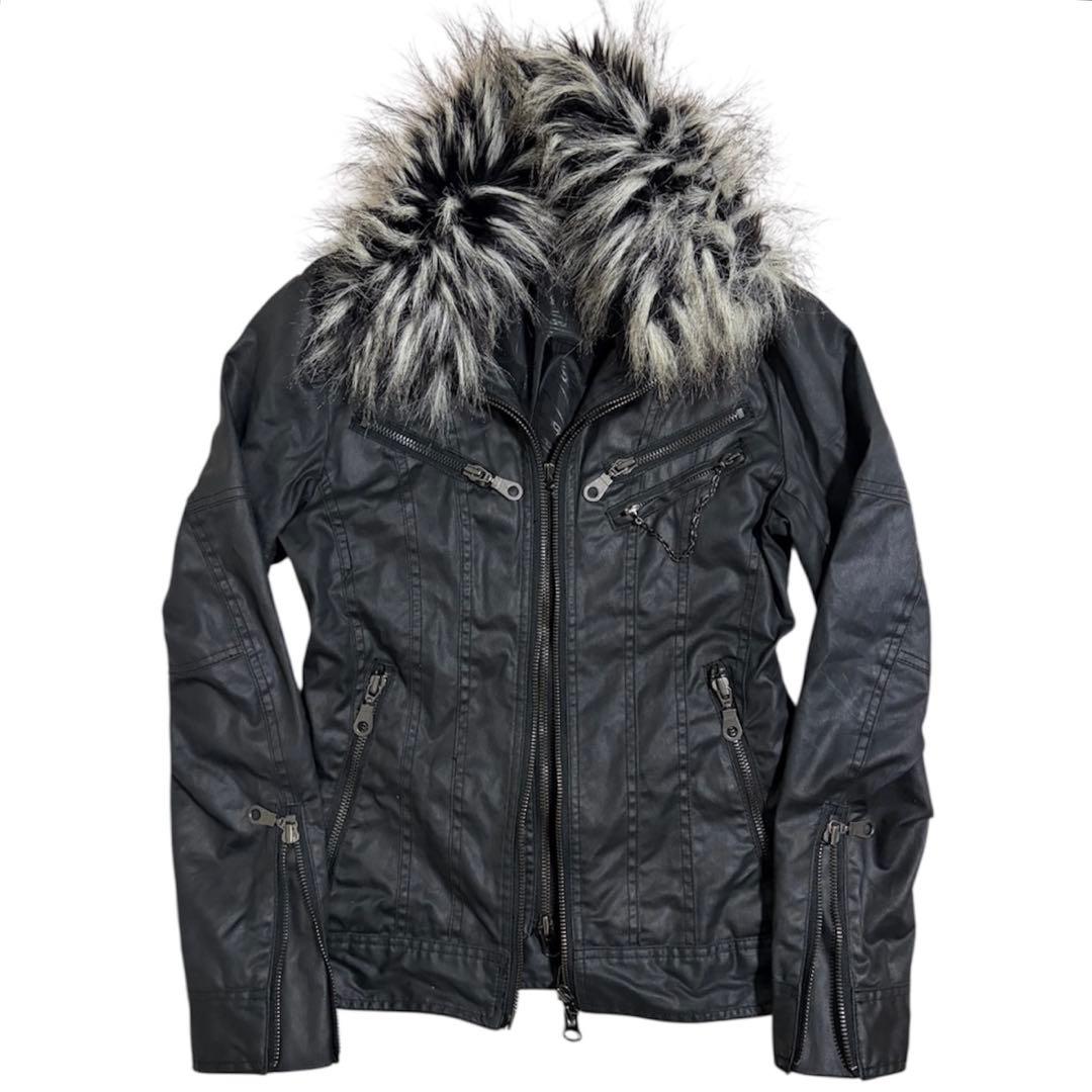 fuga ファー ライダース レイヤード archive 平成 お兄系 v系 FUGA ファージャケット 00s v系 平成 - メルカリ