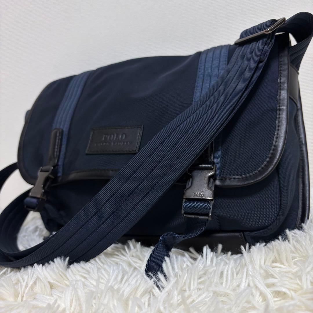 【美品】ラルフローレン ショルダーバッグ メッセンジャー ネイビー