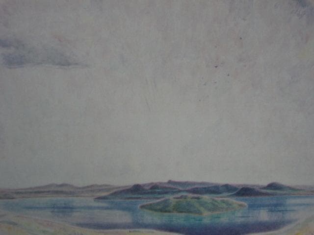 五十嵐二郎、屈斜路湖、希少画な集画、状態良好、新品高級額・額装付