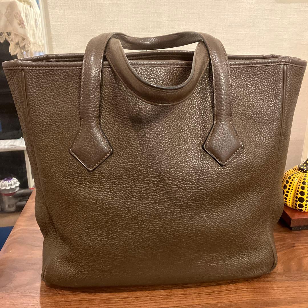 再値下げ★エルメス　こげ茶　★ヴィクトリアカバス32 ユニセックス トートバッグ