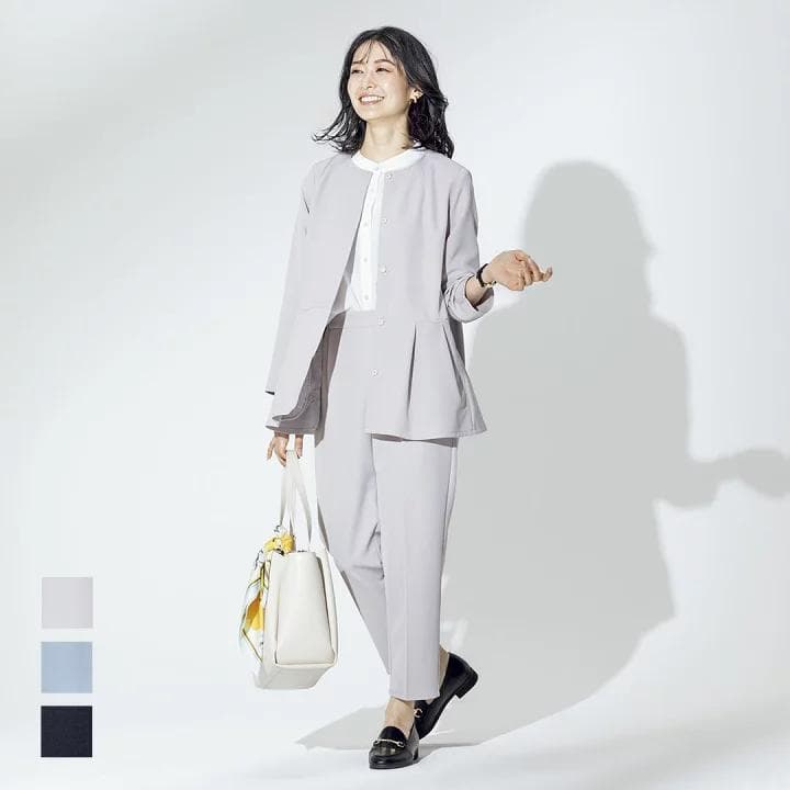 KEYUCA／ケユカ　【すごナノ撥水】ペプラムジャケット&テーパードパンツセット